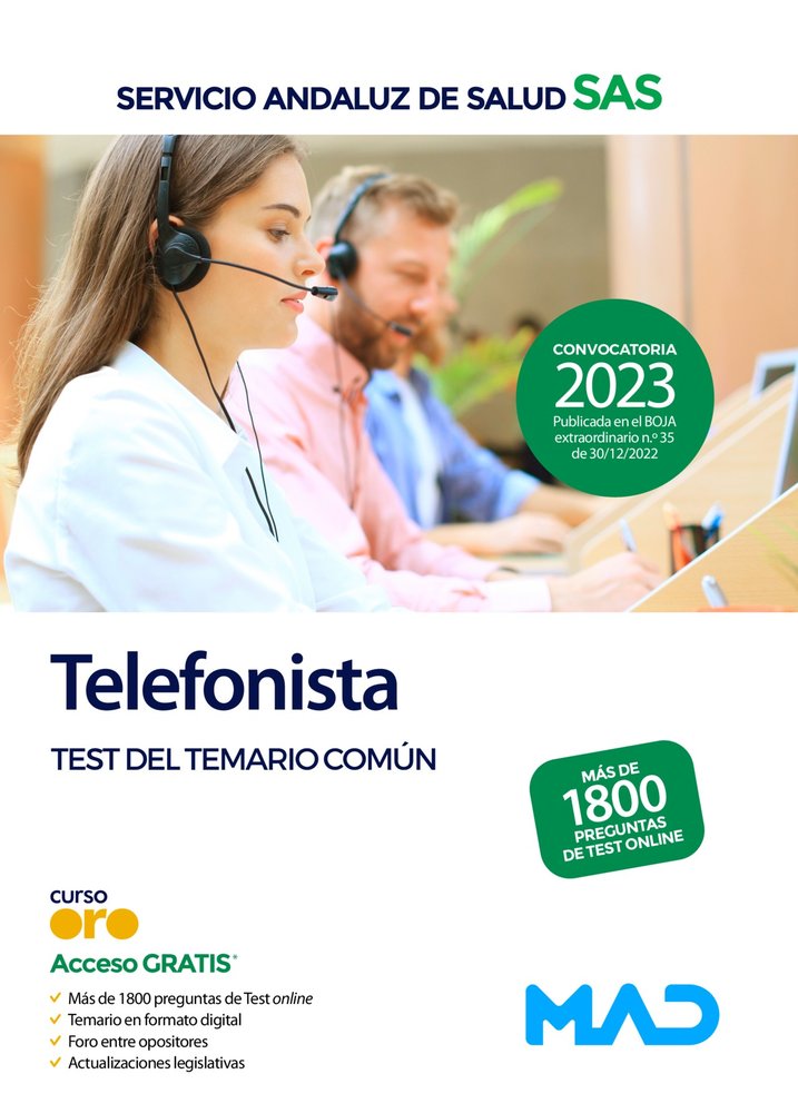 TELEFONISTA SERVICIO ANDALUZ SALUD TEST COMUN, de 7 EDITORES | portada del libro