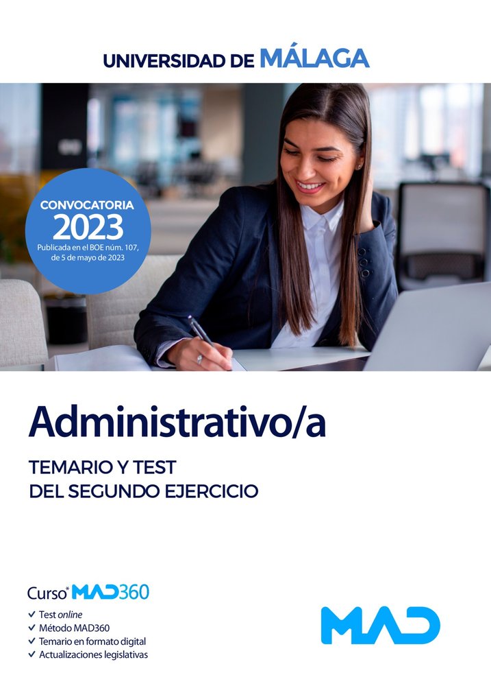 ADMINISTRATIVO/A UNIVERSIDAD MALAGA TEMARIO Y TEST, de TOJEIRO ALCALA | portada del libro