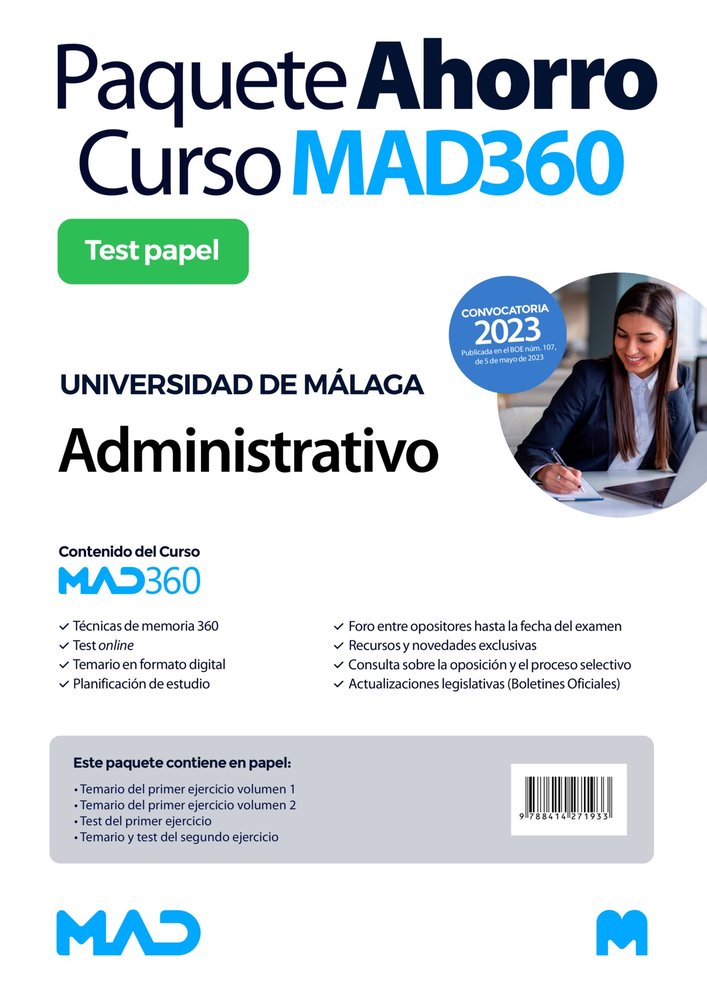 PAQUETE AHORRO LIBRERIA CURSO MAD360 Y LIBROS PAPEL ADMINI, de TORRES FONSECA | portada del libro