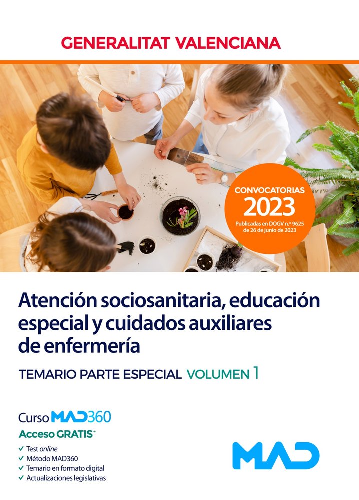 TEMARIO VOL 1 PARTE ESPECIAL ATENCION SOCIOSANITARIA, EDUCACION E, de VVAA | portada del libro