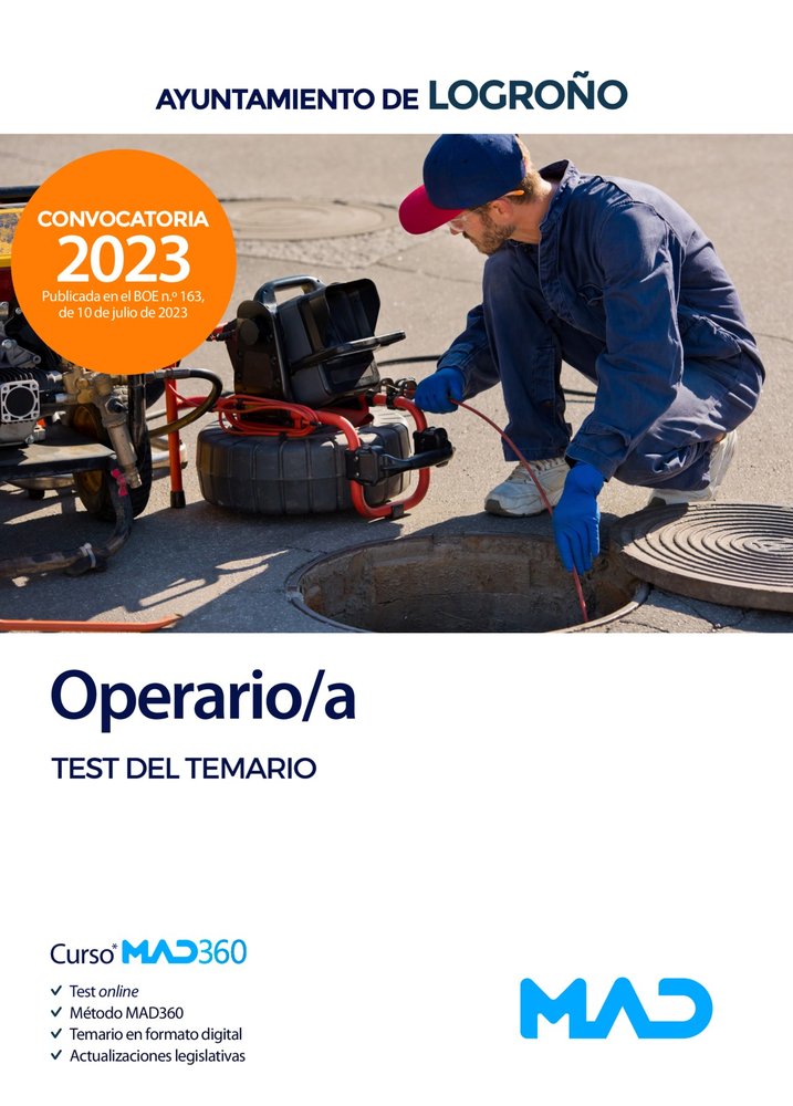 OPERARIO/A TEST DEL TEMARIO AYUNTAMIENTO LOGROÑO | portada del libro