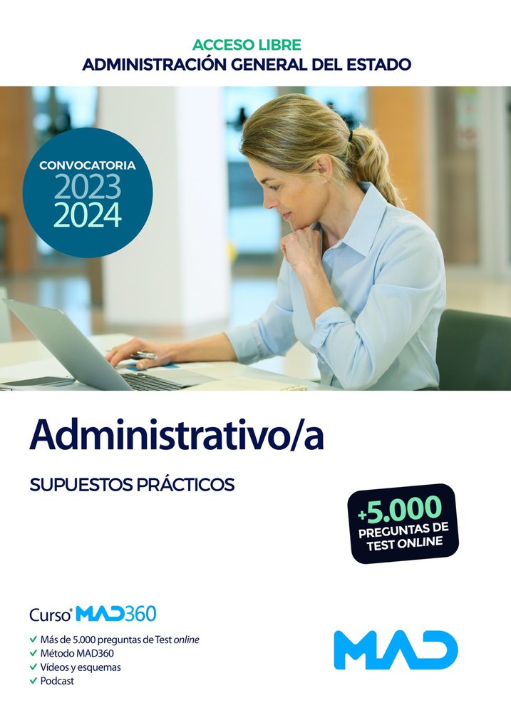 ADMINISTRATIVO ESTADO TURNO LIBRE SUPUESTOS PRACTICOS 2023 2024 | portada del libro