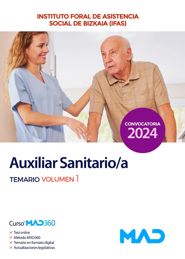 Auxiliar Sanitario del Instituto Foral de Asistencia Social de Bizkaia (IFAS). Temario volumen 1 | portada del libro