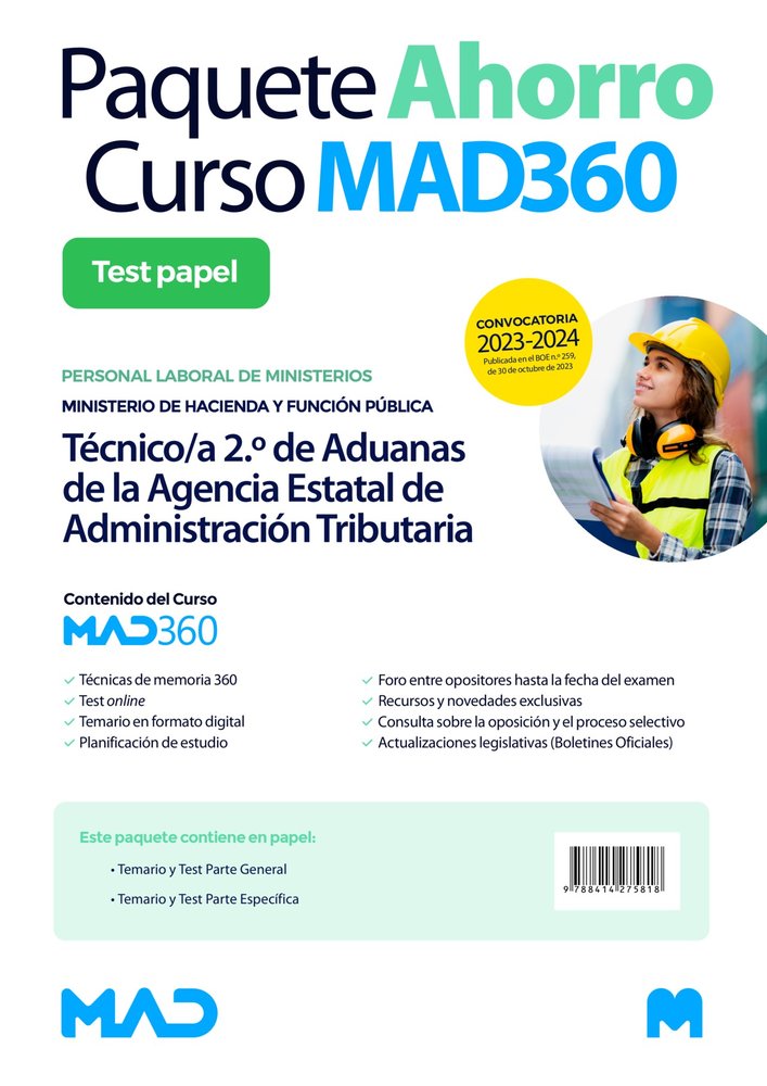 TECNICO/A 2º ADUANA GRUPO PROFESIONAL IV DE LA AGENCIA, de USERO LOPEZ | portada del libro