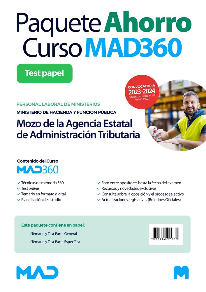 OPOSICIONES MOZO GRUPO PROFESIONAL V AGENCIA ESTATAL ADMIN, de USERO LOPEZ | portada del libro