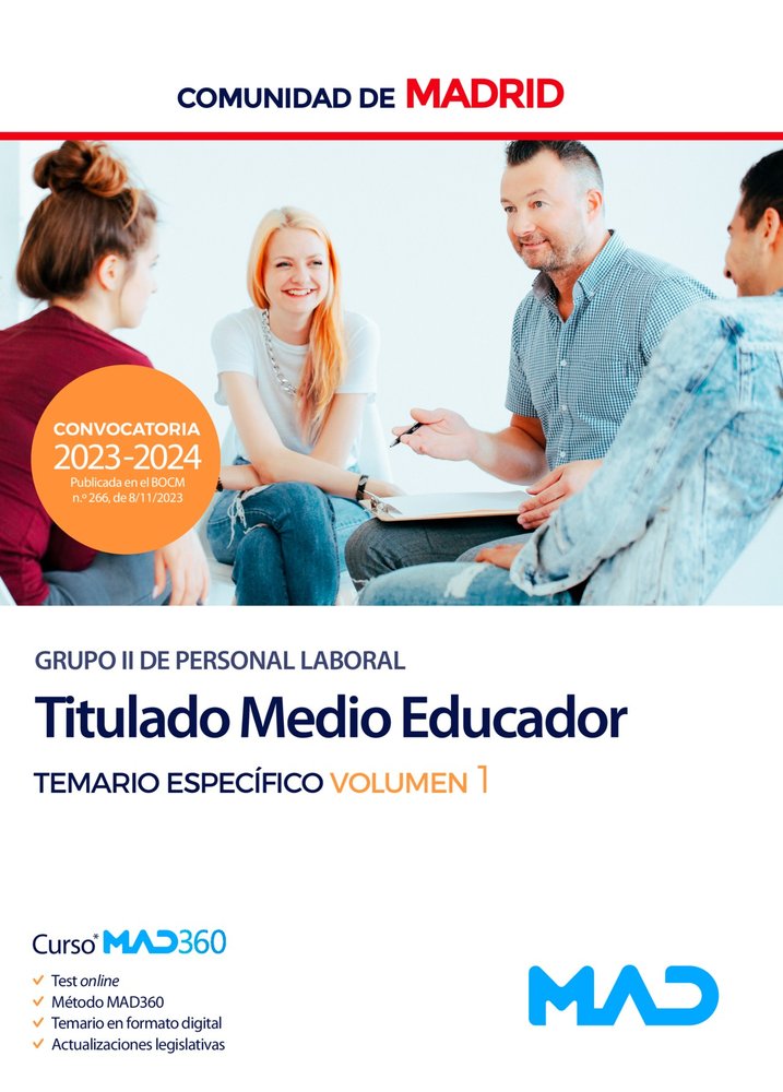 TITULADO MEDIO EDUCADOR GRUPO II TEMARIO ESPECIFICO 1 MADRID | portada del libro