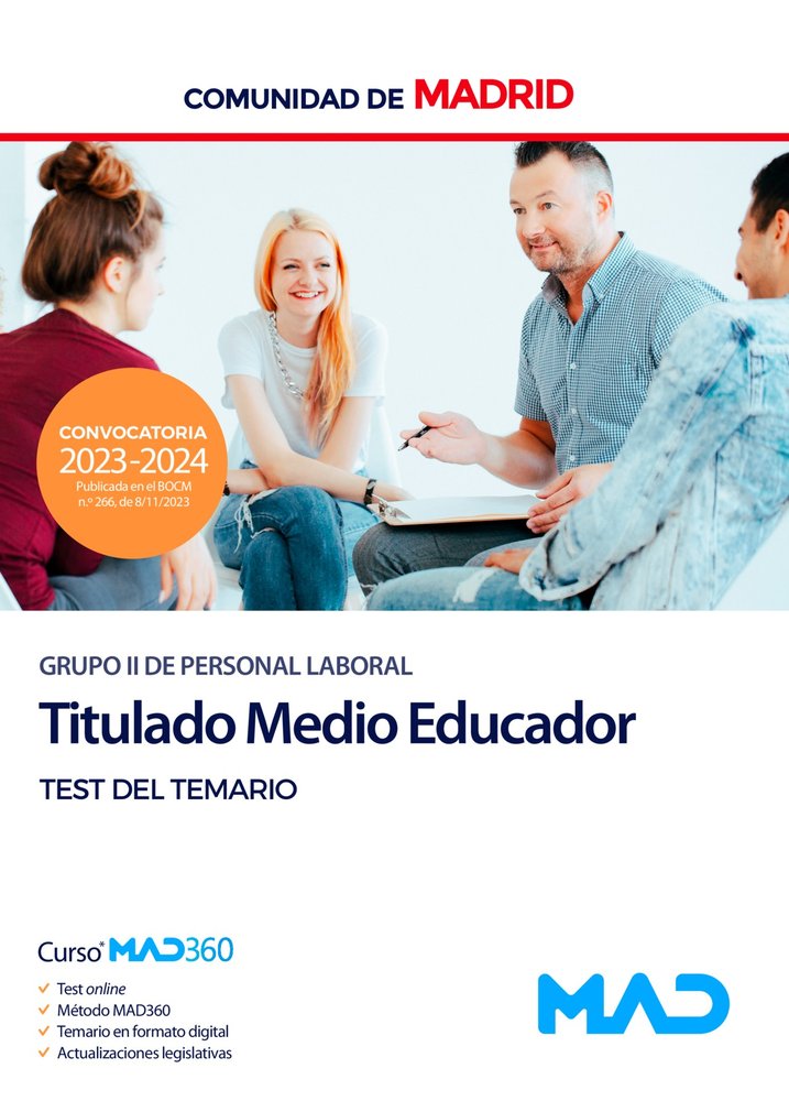 TITULADO MEDIO EDUCADOR GRUPO II TEST COMUNIDAD MADRID | portada del libro