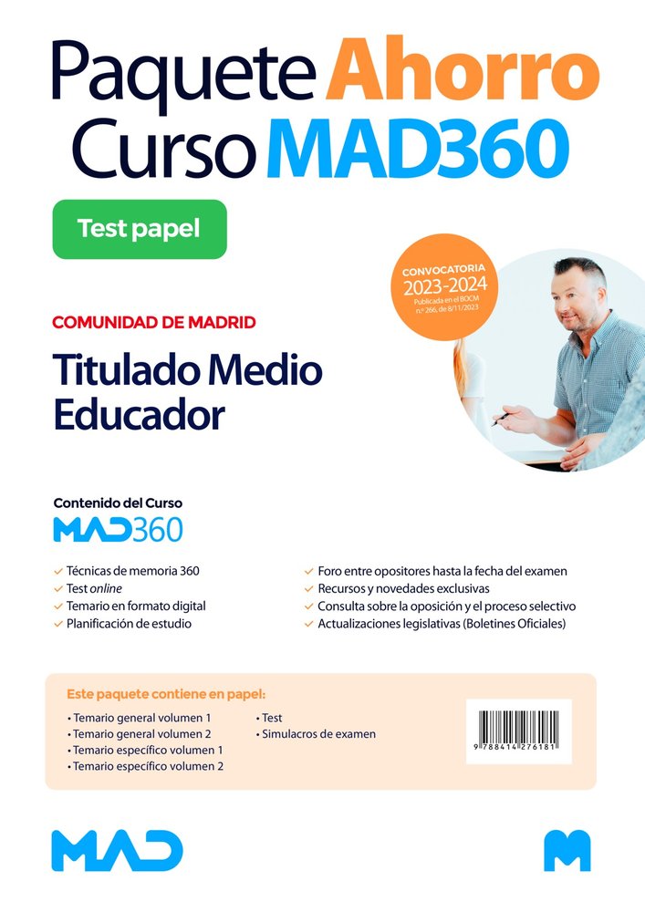 Oposiciones Titulado Medio Educador (Grupo II) de la Comunidad de Madrid. Paquete Ahorro de Libros y, de ANDRADES ROMERO | po