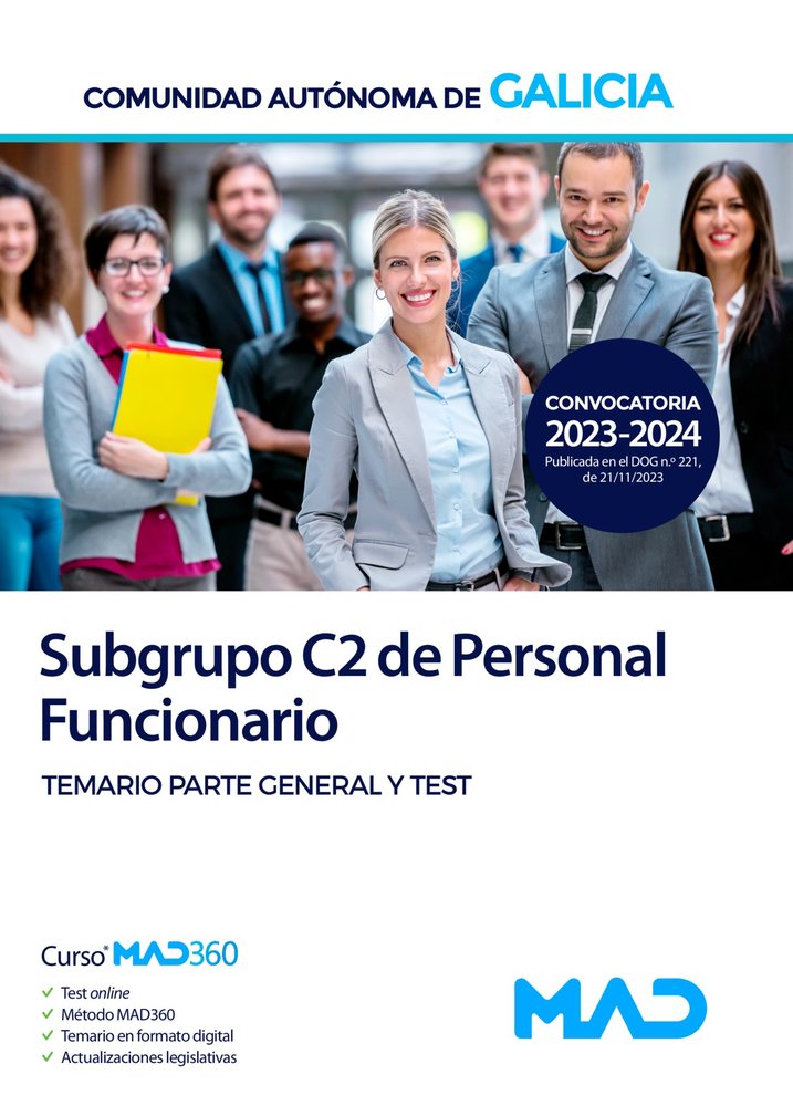 SUBGRUPO C2 PERSONAL FUNCIONARIO TEMARIO PARTE GENERAL TEST | portada del libro