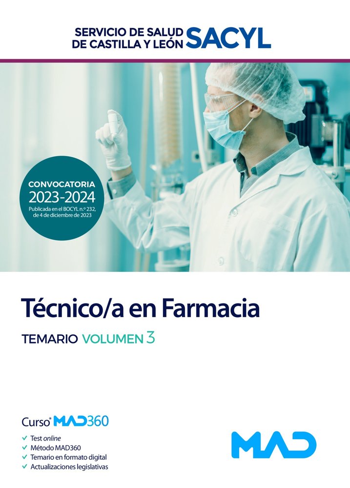 TECNICO/A FARMACIA TEMARIO VOLUMEN 3 CASTILLA Y LEON | portada del libro