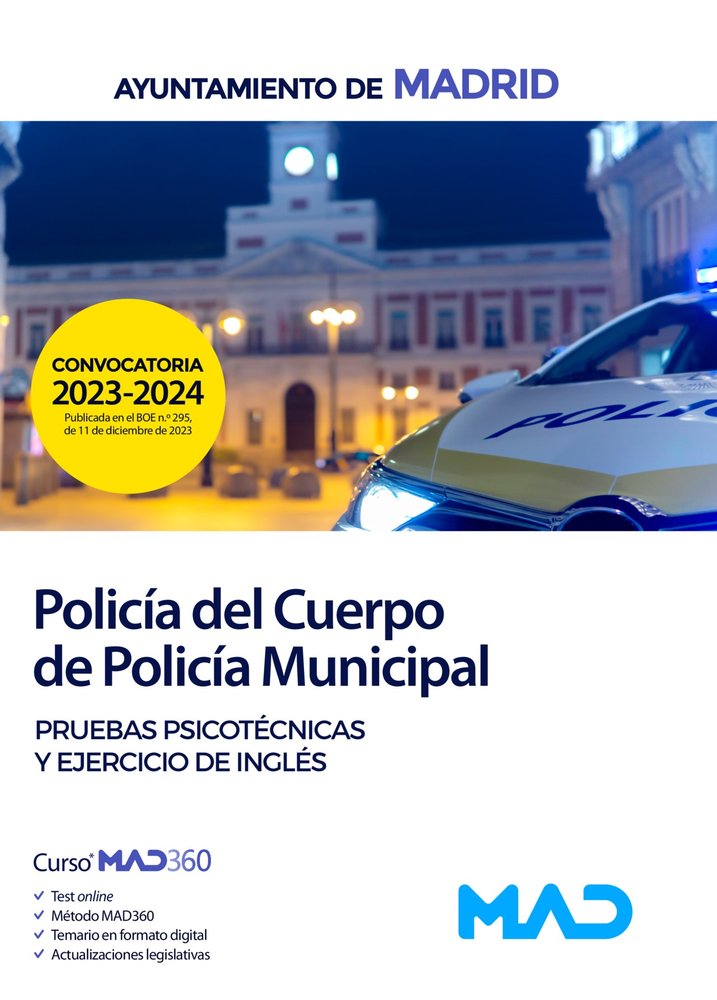 CUERPO POLICIA MUNICIPAL PRUEBAS PSICOTECNICAS MADRID | portada del libro