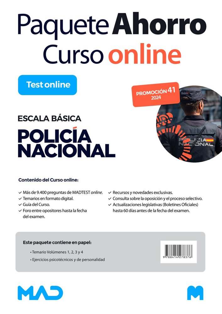 OPOSICIONES 2024 POLICIA NACIONAL ESCALA BASICA PROMOCION 41, de ALEJO FERNANDEZ | portada del libro