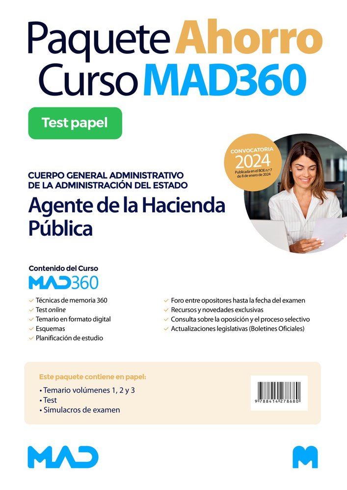 PACK AHORRO CURSO MAD360 AGENTE DE LA HACIENDA PUBLICA | portada del libro
