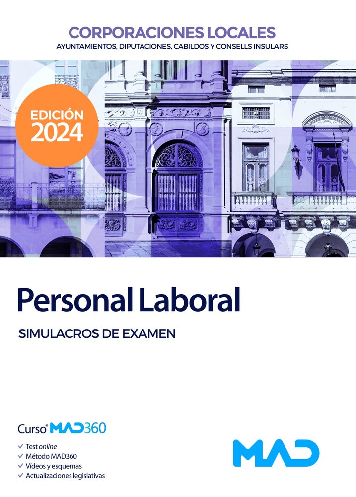 PERSONAL LABORAL CORPORACIONES LOCALES SIMULACROS DE EXAMEN 2024, de AA VV | portada del libro