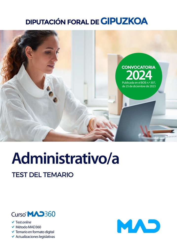 ADMINISTRATIVO/A TEST TEMARIO DIPUTACION FORAL GIPUZKOA | portada del libro