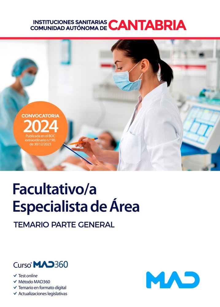 FACULTATIVO/A ESPECIALISTA AREA TEMARIO PARTE GENERAL INSTI | portada del libro