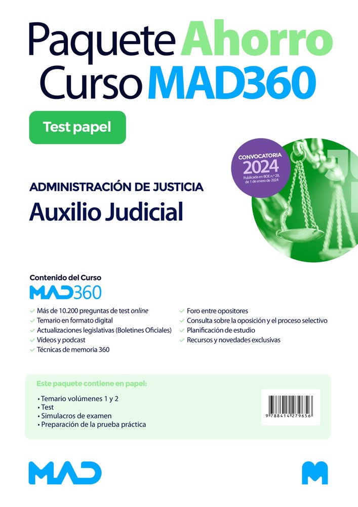 OPOSICIONES CUERPO AUXILIO JUDICIAL ADMINISTRACION, de DORADO PICON | portada del libro