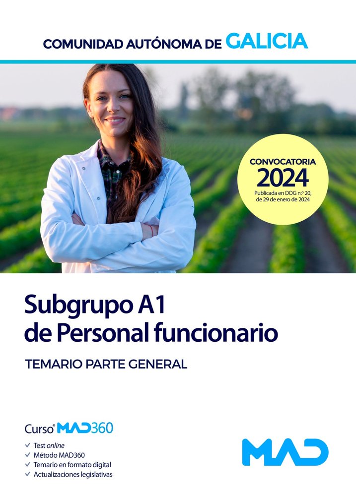 SUBGRUPO A1 DE PERSONAL FUNCIONARIO TEMARIO PARTE GENERAL COMUNIDAD GALICIA | portada del libro