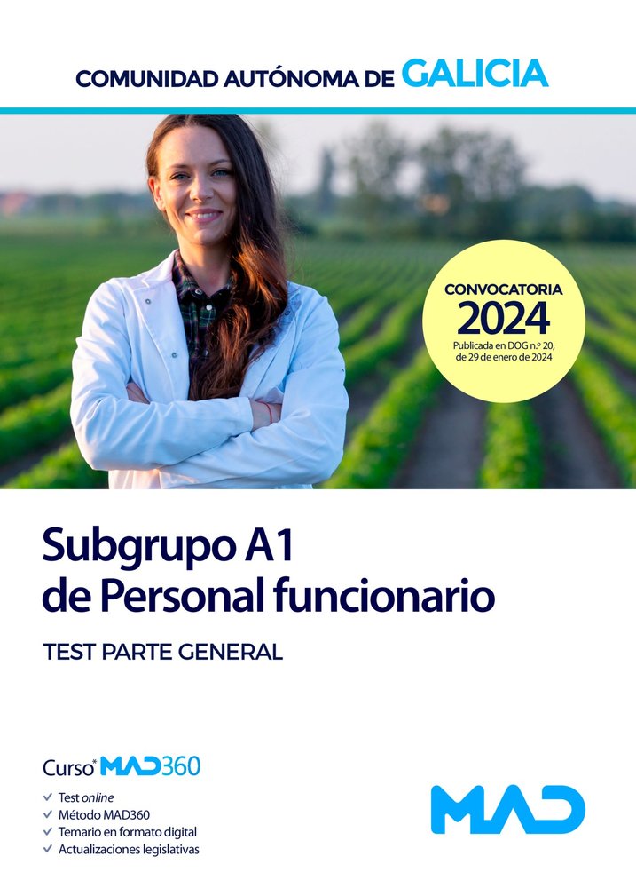 SUBGRUPO A1 PERSONAL FUNCIONARIO TEST PARTE GENERAL GALICIA | portada del libro