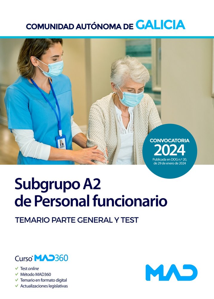 SUBGRUPO A2 PERSONAL FUNCIONARIO TEMARIO PARTE GENERAL GALI | portada del libro