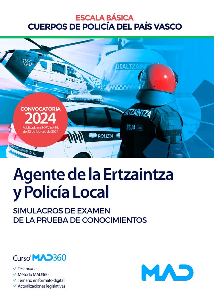 AGENTE ESCALA BASICA CUERPO POLICIA PAIS VASCO SIMULACRO EX | portada del libro