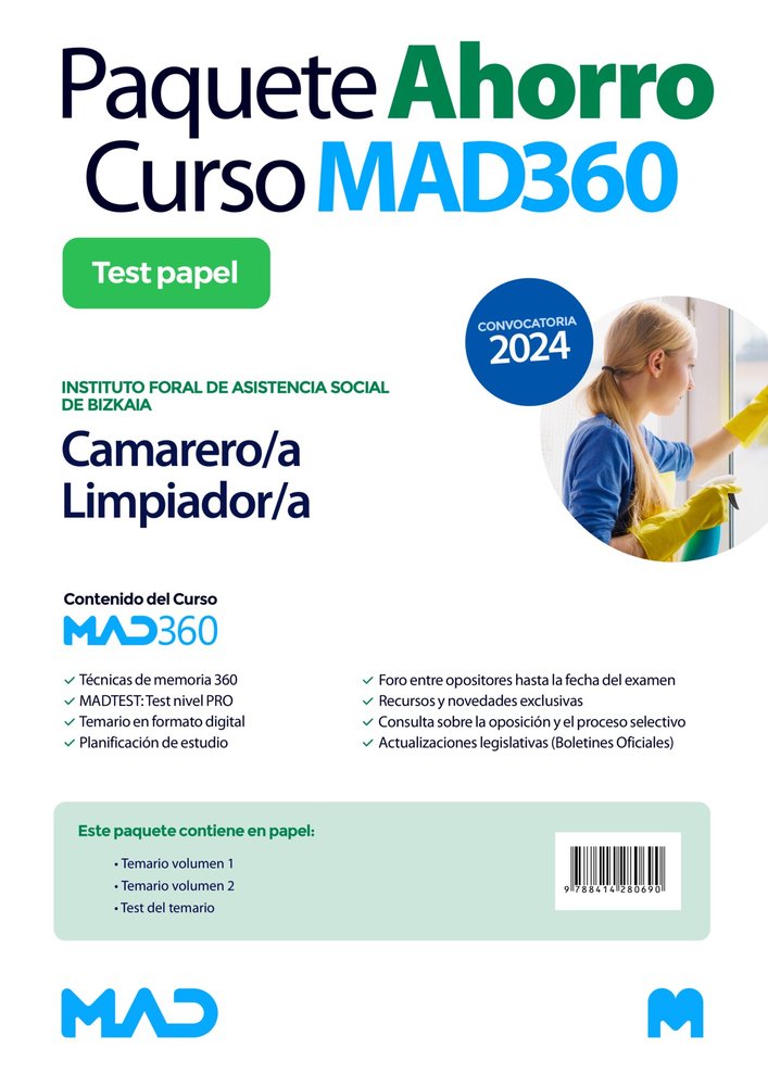 Oposiciones Camareros/as Limpiadores/as del Instituto Foral de Asistencia Social de Bizkaia. Paquete, de GIL RAMOS | portada 