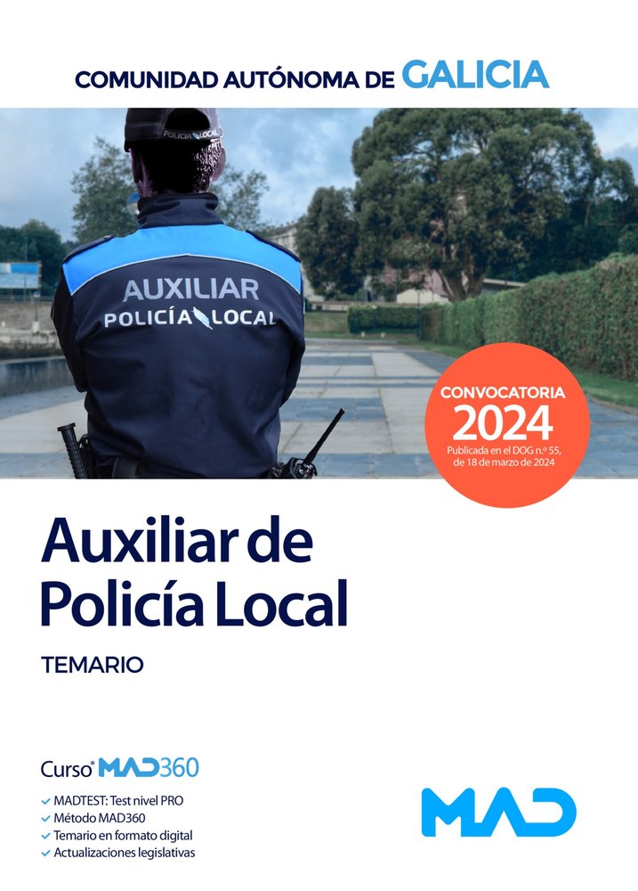AUXILIAR POLICIA LOCAL TEMARIO COMUNIDAD AUTONOMA GALICIA | portada del libro