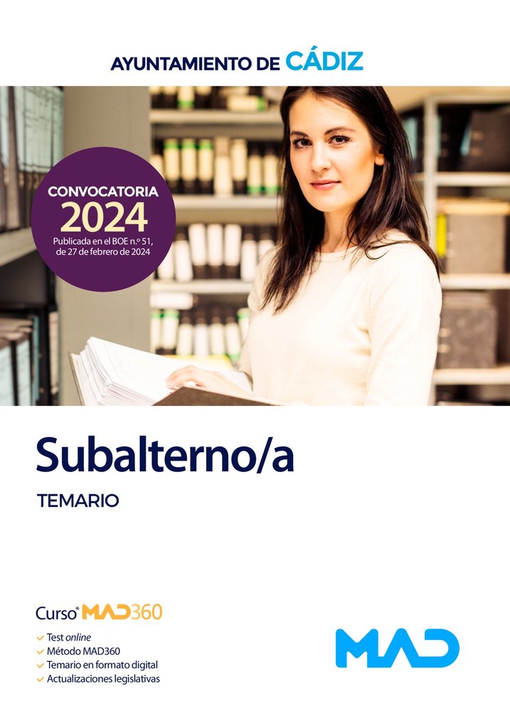 SUBALTERNO/A TEMARIO AYUNTAMIENTO CADIZ | portada del libro