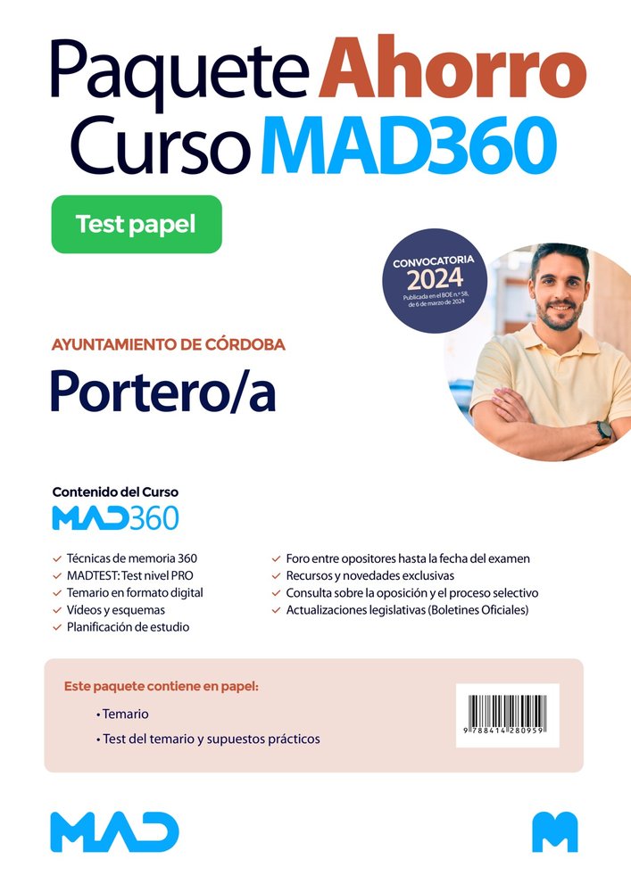 OPOSICIONES PORTERO/A AYUNTAMIENTO CORDOBA. PAQUETE A, de ROJO FRANCO | portada del libro