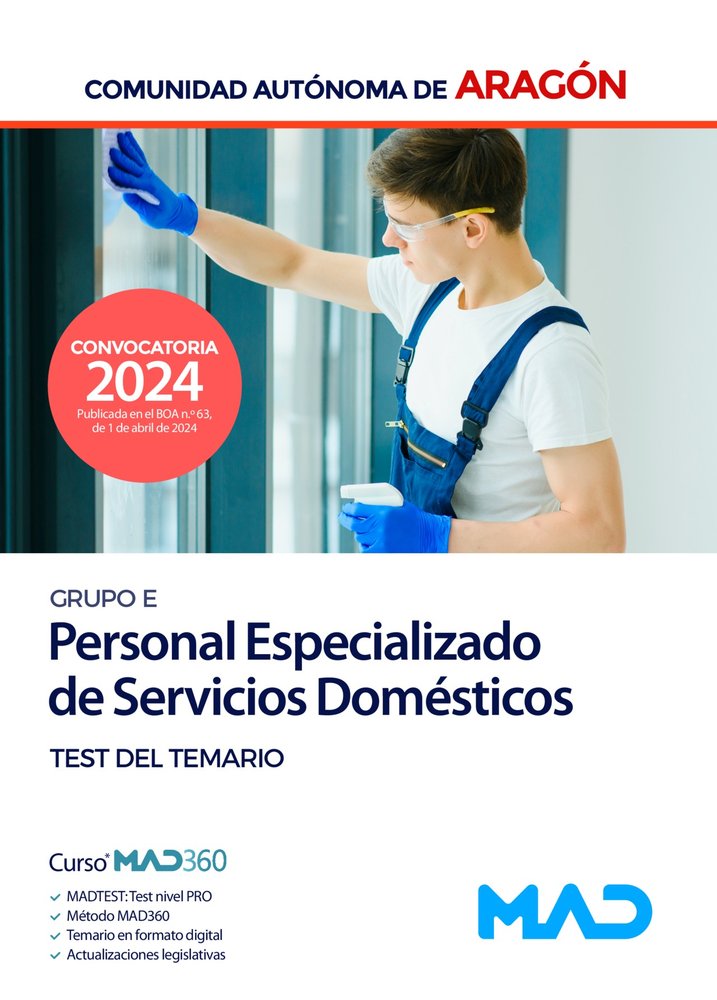 PERSONAL DE SERVICIOS DOMESTICOS DGA. TEST TEMARIO. ED.2024 | portada del libro