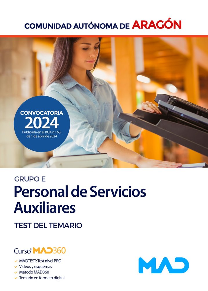 PERSONAL DE SERVICIOS AUXILIARES TEST DE TEMARIO ED.2024 | portada del libro