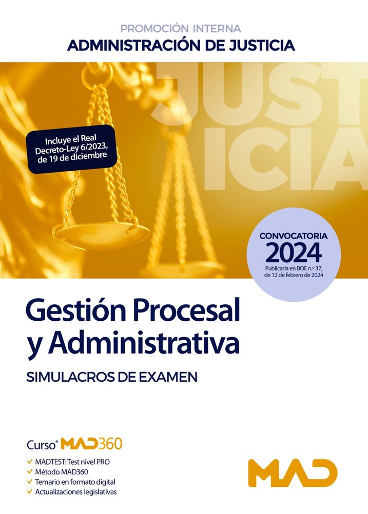 024 (INTERNA) SIMULACROS GESTION PROCESAL ADMINISTRATIVA | portada del libro