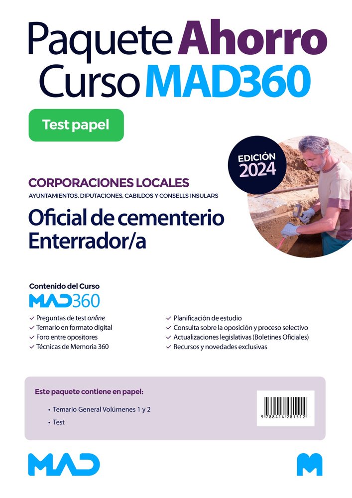 Compra anticipada Curso MAD360 Oposiciones Oficial de cementerio/enterrador Corporaciones Locales Te, de VEGA ALVAREZ | porta