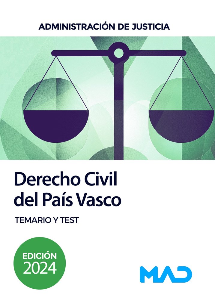 DERECHO CIVIL PAIS VASCO PARA OPOSICIONES JUSTICIA TEMARIO | portada del libro