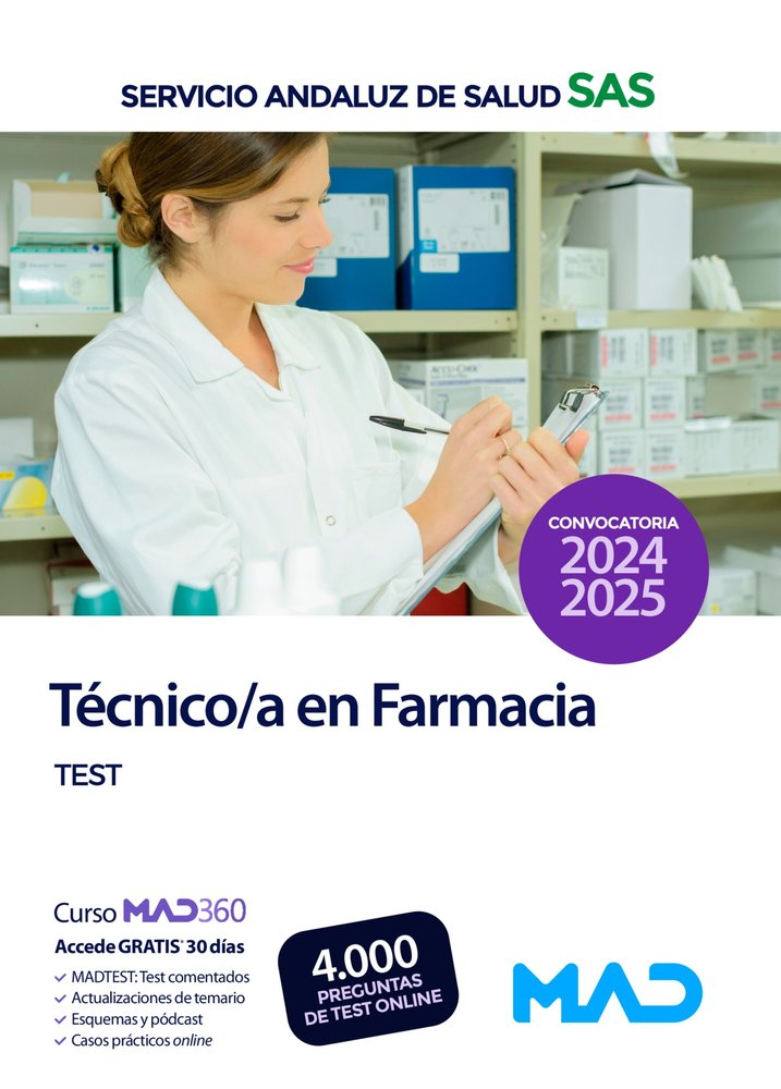 TECNICO/A EN FARMACIA DEL SERVICIO ANDALUZ DE SALUD. TEST, de GOMEZ MARTINEZ | portada del libro