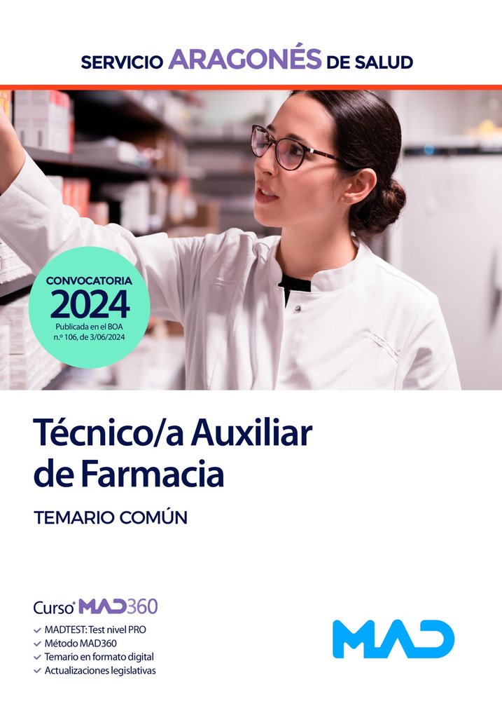 TECNICO/A AUXILIAR FARMACIA TEMARIO COMUN SERVICIO ARAGON | portada del libro