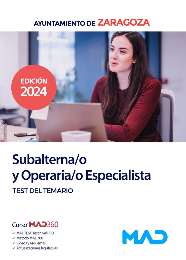 Subalterna/o y Operaria/o Especialista del Ayuntamiento de Zaragoza. Test del temario, de PONCE MARTINEZ | portada del libro