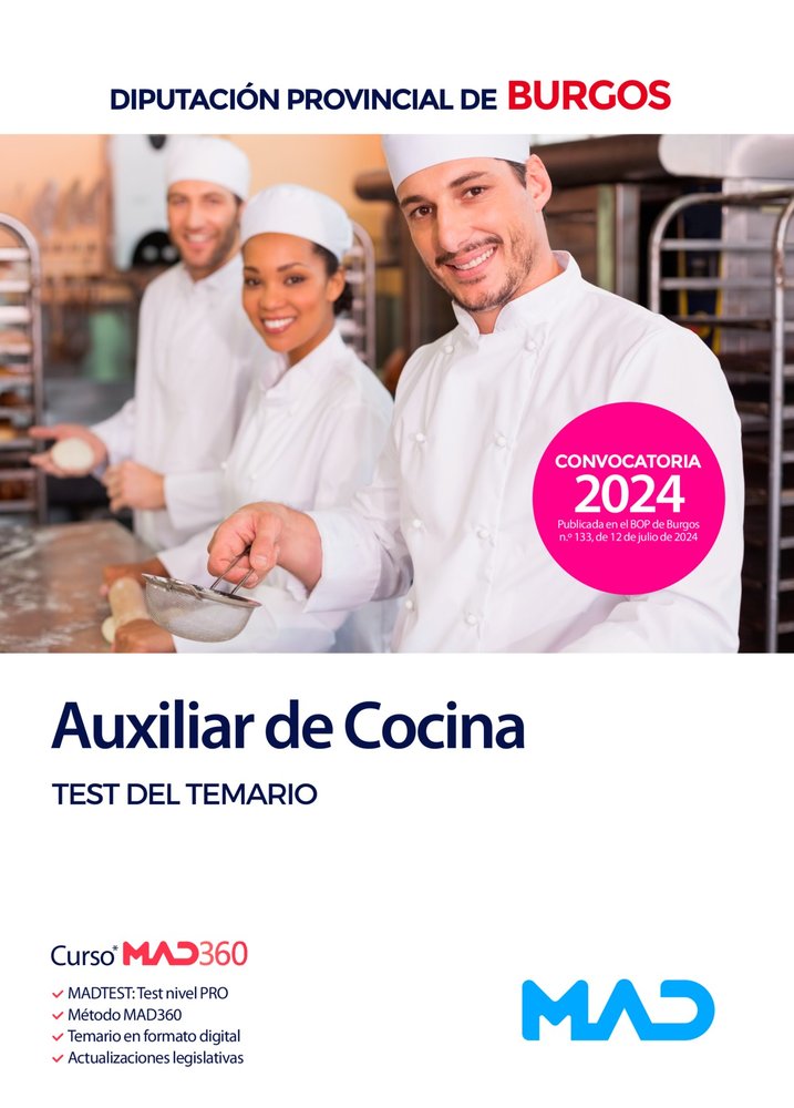 AUXILIAR DE COCINA TEST DIPUTACION PROVINCIAL DE BURGOS | portada del libro