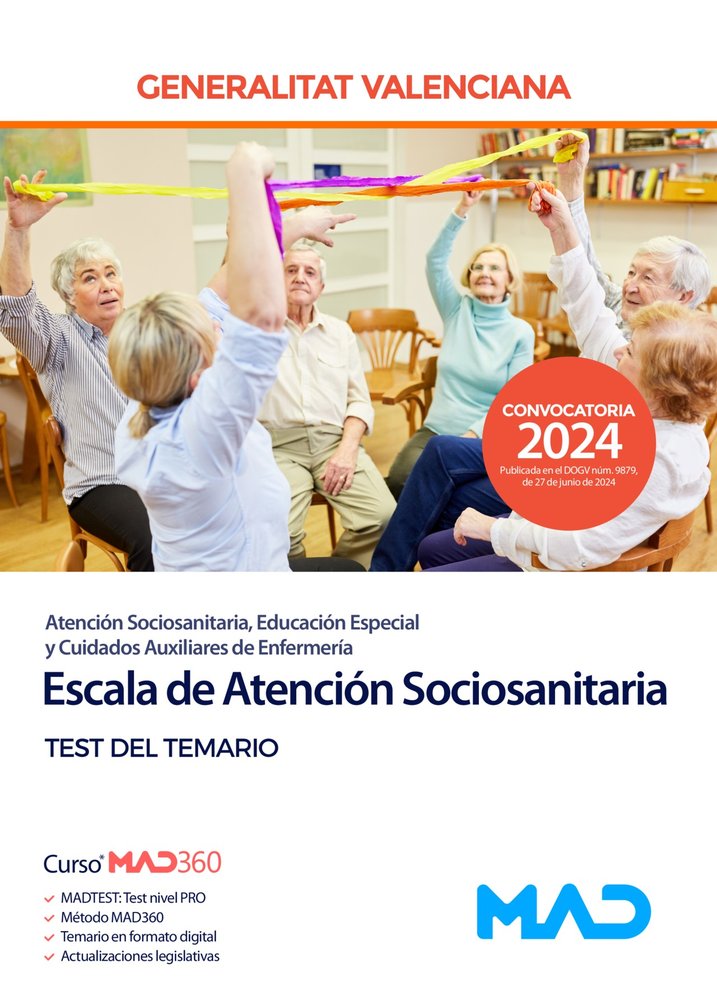 TEST DEL TEMARIO ESCALA DE ATENCION SOCIOSANITARIA | portada del libro