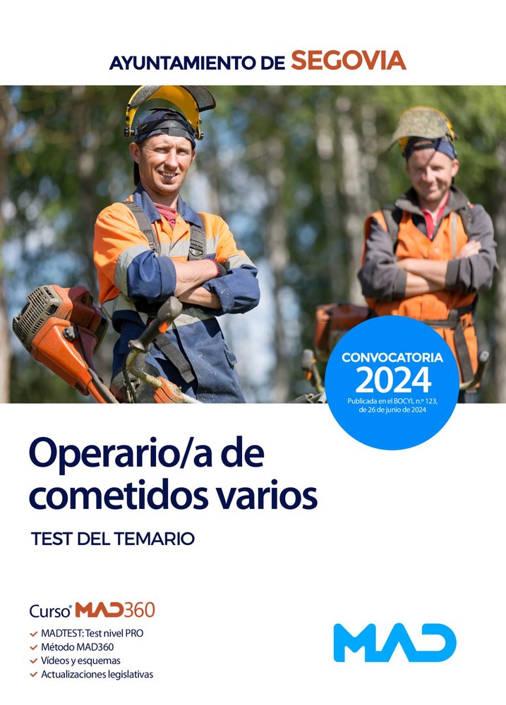 OPERARIO/A COMETIDOS VARIOS TEST TEMARIO AYUNTAMIENTO SEGOVI | portada del libro