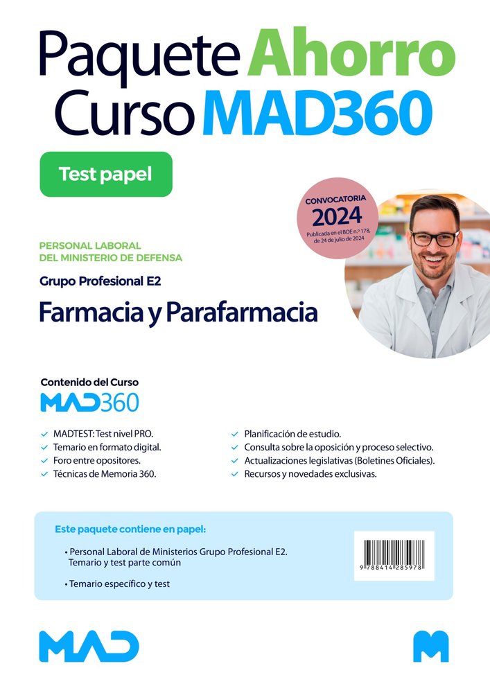 OPOSICIONES FARMACIA Y PARAFARMACIA (GRUPO E2). PAQUETE AHORRO DE LIBROS Y CURSO, de GARCIA FERNANDEZ | portada del libro