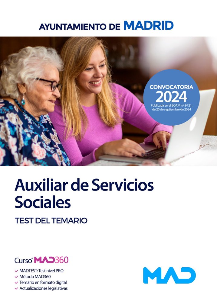 AUXILIAR DE SERVICIOS SOCIALES AYTO MADRID TEST | portada del libro