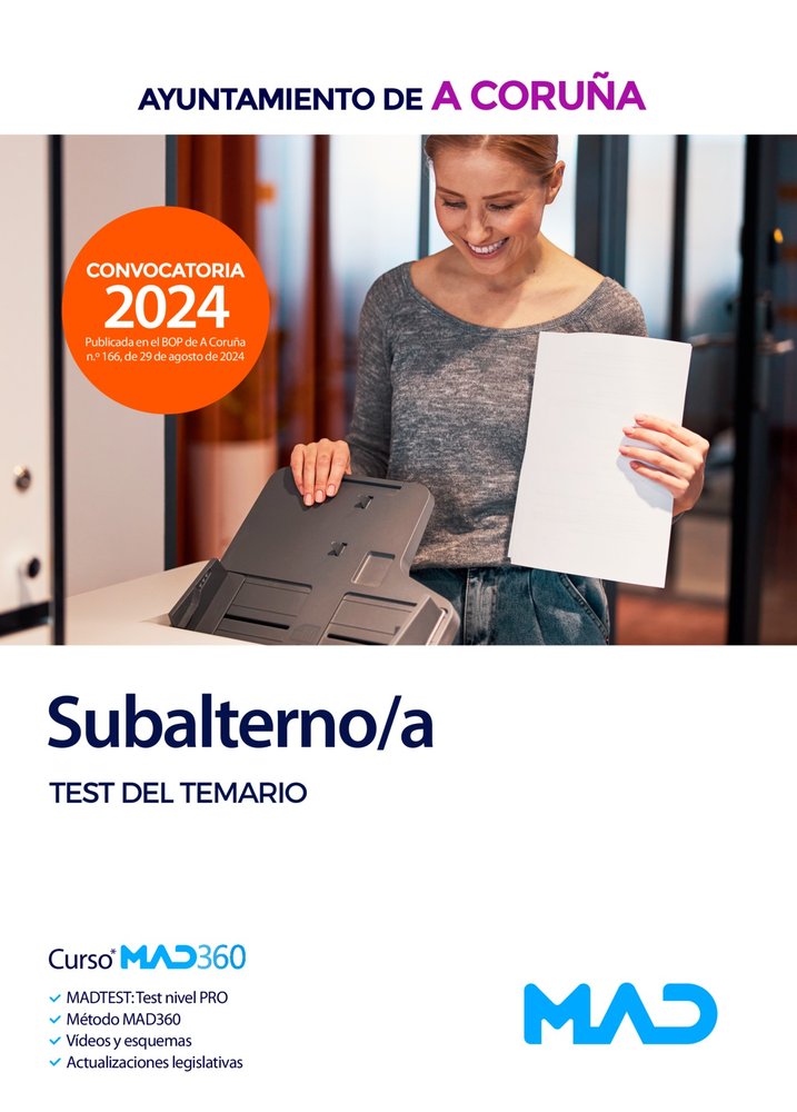 SUBALTERNO/A TEST TEMARIO AYTO A CORUÑA | portada del libro