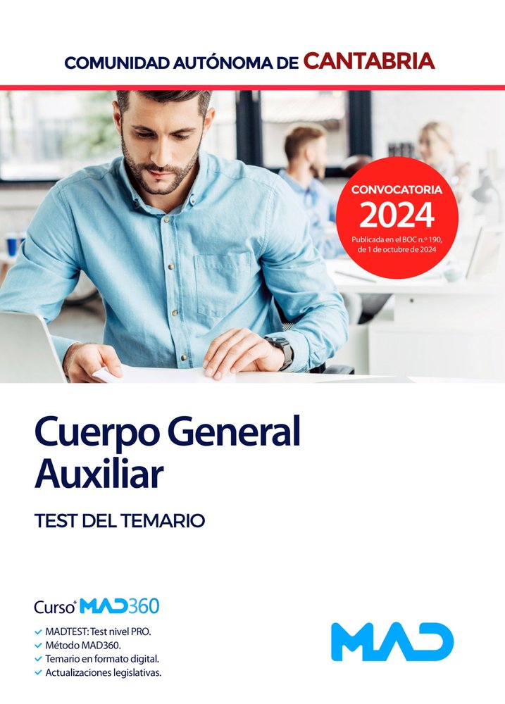 CUERPO GENERAL AUXILIAR TEST COMUNIDAD DE CANTABRIA | portada del libro