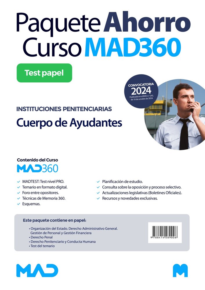 OPOSICIONES CUERPO DE AYUDANTES DE INSTITUCIONES PENITENCIARIAS. PAQUETE AHORRO, de MARTINEZ DEL FRESNO | portada del libro