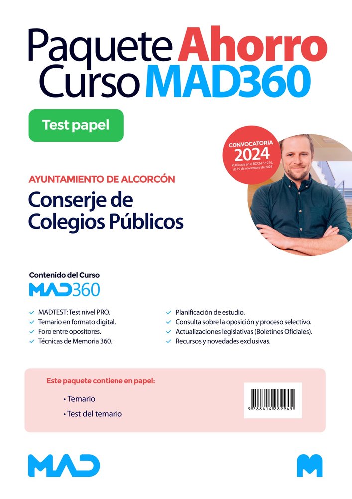 OPOSICIONES CONSERJE C. P./CONSERJE C. P. CORRETURNOS DEL AYUNTAMIENTO DE ALCORC, de VEGA ALVAREZ | portada del libro
