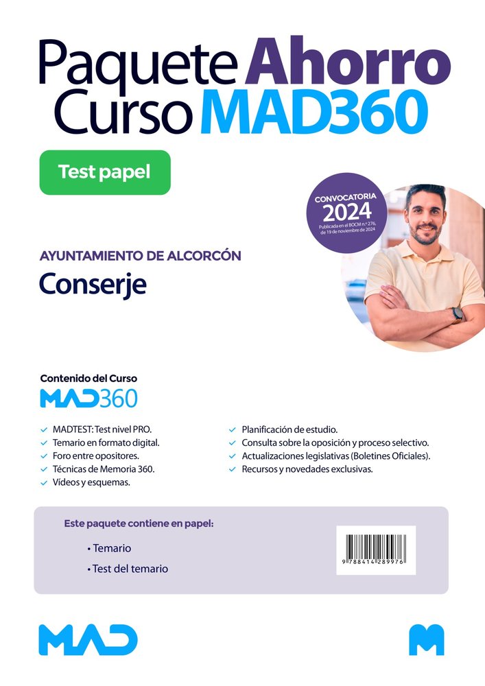 OPOSICIONES CONSERJE/CONSERJE CORRETURNOS DEL AYUNTAMIENTO DE ALCORCON. PAQUETE, de ALEJO FERNANDEZ | portada del libro