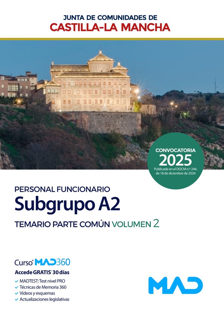 SUBGRUPO A2 TEMARIO II JUNTA CASTILLA-LA MANCHA | portada del libro