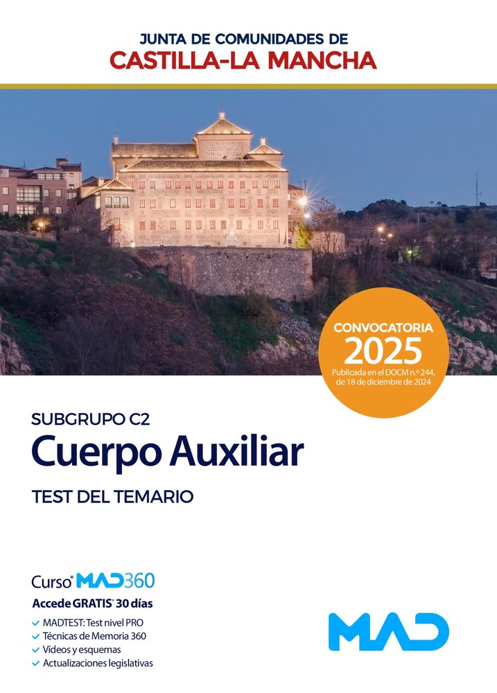 CUERPO AUXILIAR SUBGRUPO A2 TEST | portada del libro