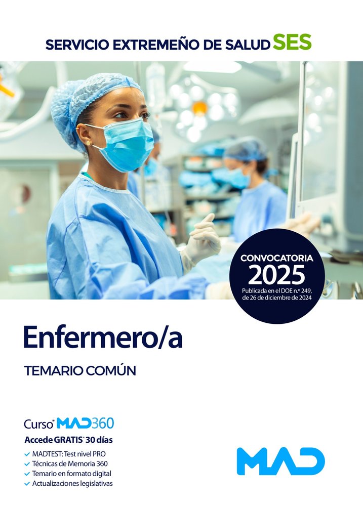 ENFERMERO/A TEMARIO COMUN SERVICIO EXTREMEÑO SALUD SES | portada del libro